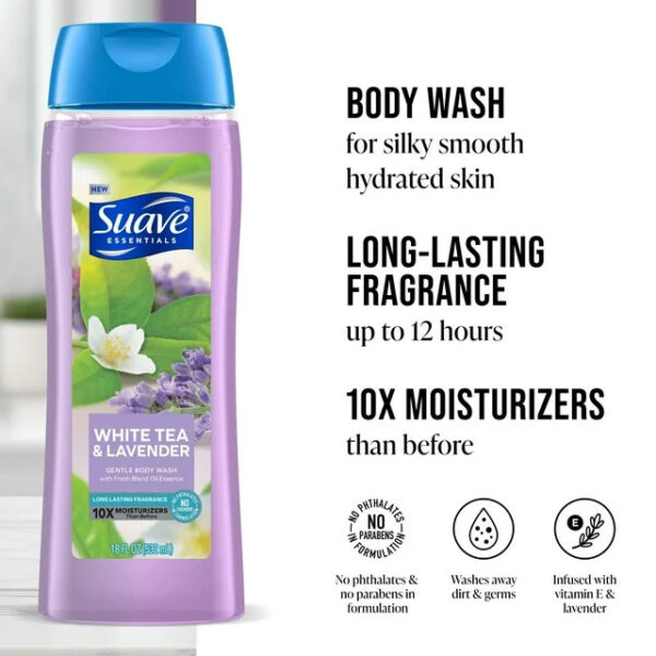 Suave Essentials Gentle Body Wash, Moisturizing with White Tea